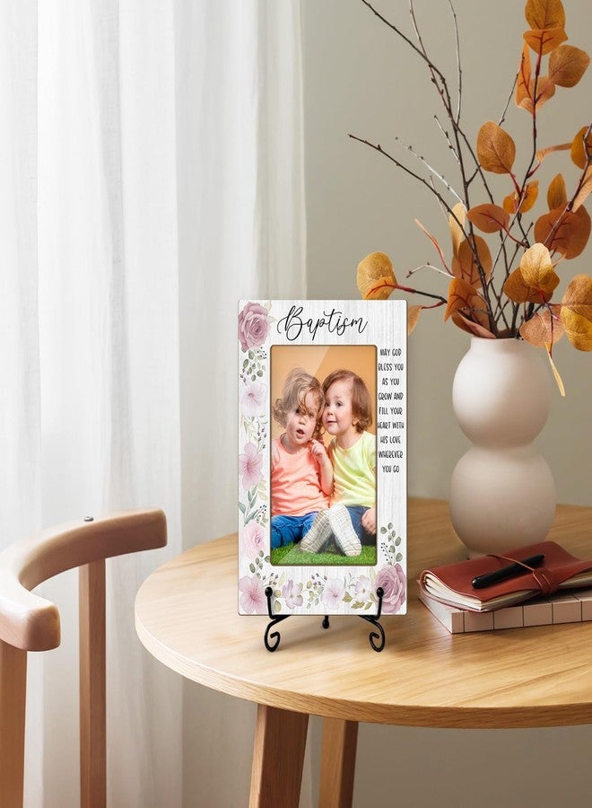 LWBEO Baptism Picture Frame, Christening Gifts From Godparents, 4x6 Photo Frame With Stand, Vertical Picture Frame For Tabletop -01 - Image 3